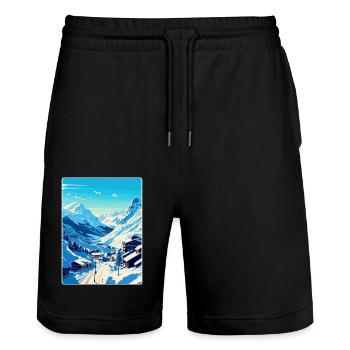 Obergurgl Autriche Affiche de voyage vintage souvenir - Short de jogging bio TRAINER Stanley/Stella unisexe - noir - Devant - Nik (191cm) & Marisol (170cm)