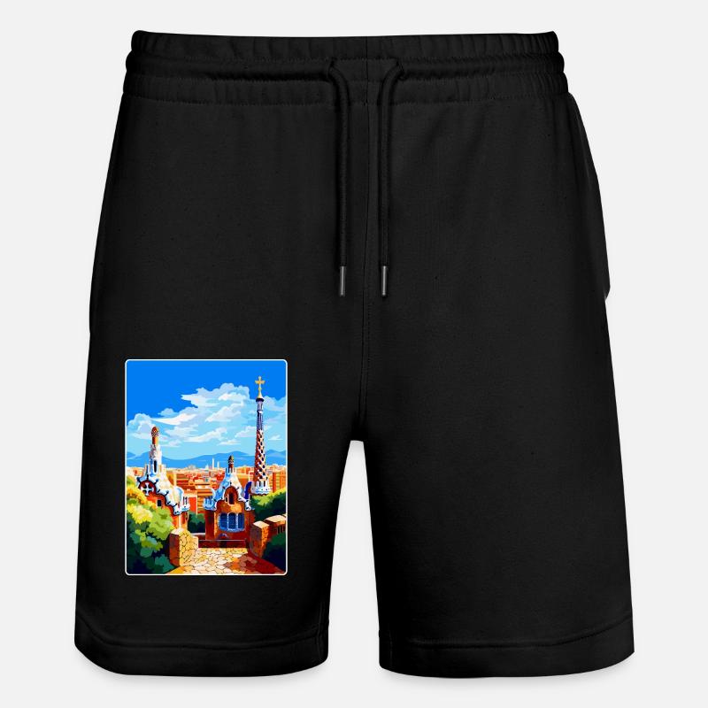 Barcellona Spagna Vintage Viaggio Poster Souvenir WPA - Pantaloncini da jogger ecologici unisex Trainer di Stanley/Stella - nero