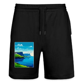 Îles Féroé Danemark Affiche de voyage vintage WPA - Short de jogging bio TRAINER Stanley/Stella unisexe - noir - Devant - Nik (191cm) & Marisol (170cm)