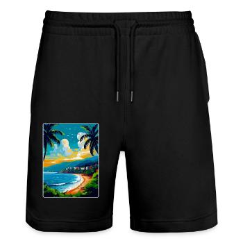 Côte d’Azur France Côte d’Azur France Affiche - Short de jogging bio TRAINER Stanley/Stella unisexe - noir - Devant - Nik (191cm) & Marisol (170cm)