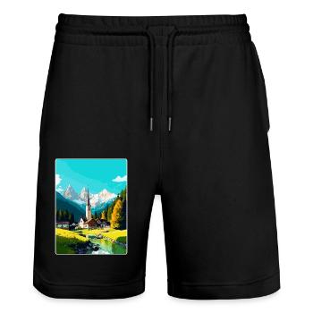 Garmisch Partenkirchen Deutschland Reiseplakat WPA - Stanley/Stella Unisex Bio Joggingshorts Trainer  - Schwarz - Vorne - Nik (191cm) & Marisol (170cm)