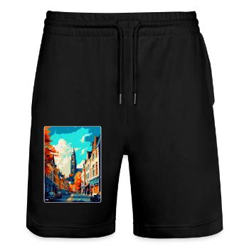 Maastricht Niederlande Vintage Reiseplakat WPA - Stanley/Stella Unisex Bio Joggingshorts Trainer  - Schwarz - Vorne - Nik (191cm) & Marisol (170cm)