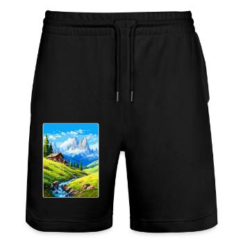 Dolomites Italie Affiche de voyage vintage Souvenir WPA - Short de jogging bio TRAINER Stanley/Stella unisexe - noir - Devant - Nik (191cm) & Marisol (170cm)