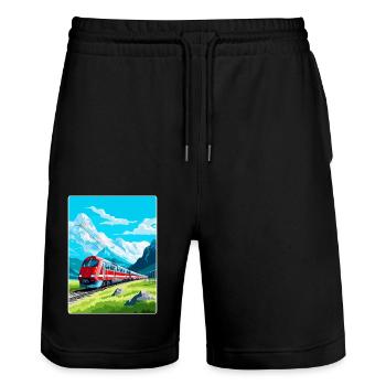 Glacier Express Suisse Affiche de voyage vintage - Short de jogging bio TRAINER Stanley/Stella unisexe - noir - Devant - Nik (191cm) & Marisol (170cm)