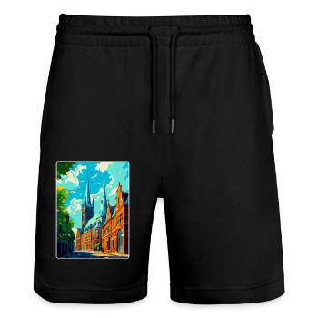 Brême Allemagne Affiche de voyage vintage Souvenir WPA - Short de jogging bio TRAINER Stanley/Stella unisexe - noir - Devant - Nik (191cm) & Marisol (170cm)