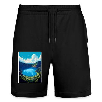 The Azores Portugal Vintage Travel Poster WPA Art - Stanley/Stella Trainer Unisex Organic Jogging Shorts - black - Front - Nik (191cm) & Marisol (170cm)