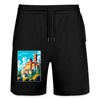 Sintra Portugal Affiche de voyage vintage Souvenir WPA - Short de jogging bio TRAINER Stanley/Stella unisexe - noir - Devant - Nik (191cm) & Marisol (170cm)