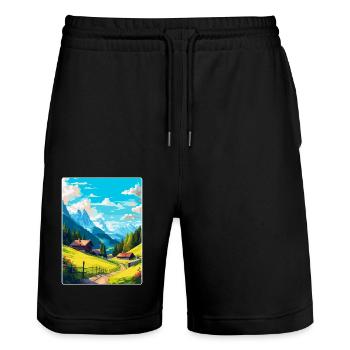Appenzell Schweiz Vintage Reiseplakat WPA - Stanley/Stella Unisex Bio Joggingshorts Trainer  - Schwarz - Vorne - Nik (191cm) & Marisol (170cm)
