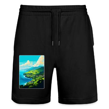 Azores Portugal Vintage Travel Poster Souvenir WPA - Stanley/Stella Trainer Unisex Organic Jogging Shorts - black - Front - Nik (191cm) & Marisol (170cm)