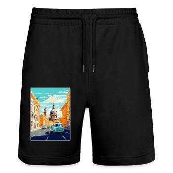 Vienne Autriche Affiche de voyage vintage Souvenir WPA - Short de jogging bio TRAINER Stanley/Stella unisexe - noir - Devant - Nik (191cm) & Marisol (170cm)