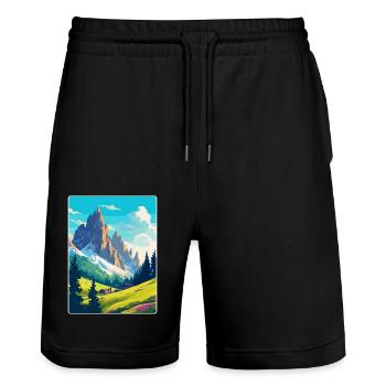 Dolomites Italie Affiche de voyage vintage Souvenir WPA - Short de jogging bio TRAINER Stanley/Stella unisexe - noir - Devant - Nik (191cm) & Marisol (170cm)