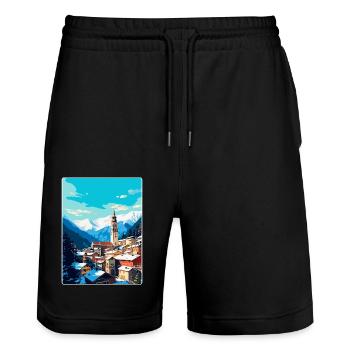 Badgastein Autriche Affiche de voyage vintage souvenir - Short de jogging bio TRAINER Stanley/Stella unisexe - noir - Devant - Nik (191cm) & Marisol (170cm)
