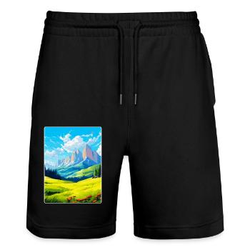 Dolomites Italie Affiche de voyage vintage Souvenir WPA - Short de jogging bio TRAINER Stanley/Stella unisexe - noir - Devant - Nik (191cm) & Marisol (170cm)