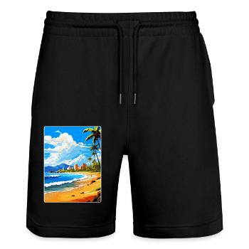 Playa De Las Americas Espagne Affiche de voyage vintage - Short de jogging bio TRAINER Stanley/Stella unisexe - noir - Devant - Nik (191cm) & Marisol (170cm)