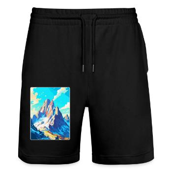 Dachstein Österreich Vintage Reiseplakat Souvenir - Stanley/Stella Unisex Bio Joggingshorts Trainer  - Schwarz - Vorne - Nik (191cm) & Marisol (170cm)