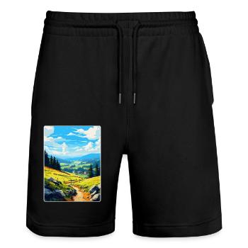 Karkonosze Pologne Affiche de voyage vintage souvenir - Short de jogging bio TRAINER Stanley/Stella unisexe - noir - Devant - Nik (191cm) & Marisol (170cm)