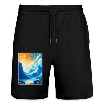Bodo Norwegen Vintage Reiseposter WPA Kunst Souvenir - Stanley/Stella Unisex Bio Joggingshorts Trainer  - Schwarz - Vorne - Nik (191cm) & Marisol (170cm)