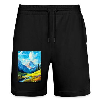Berge Polen Vintage Reise Poster WPA - Stanley/Stella Unisex Bio Joggingshorts Trainer  - Schwarz - Vorne - Nik (191cm) & Marisol (170cm)