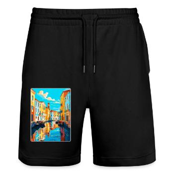 Aveiro Portugal Affiche de voyage vintage Souvenir WPA - Short de jogging bio TRAINER Stanley/Stella unisexe - noir - Devant - Nik (191cm) & Marisol (170cm)