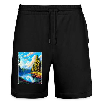 Imatra Finlande Affiche de voyage vintage souvenir WPA - Short de jogging bio TRAINER Stanley/Stella unisexe - noir - Devant - Nik (191cm) & Marisol (170cm)