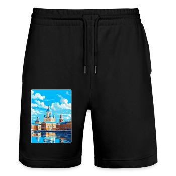 Helsinki Finlande Affiche de voyage vintage souvenir - Short de jogging bio TRAINER Stanley/Stella unisexe - noir - Devant - Nik (191cm) & Marisol (170cm)