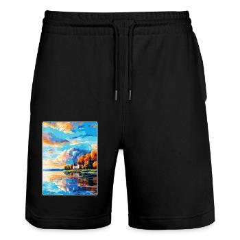 Kuopio Finlande Affiche de voyage vintage Souvenir WPA - Short de jogging bio TRAINER Stanley/Stella unisexe - noir - Devant - Nik (191cm) & Marisol (170cm)
