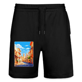 Alicante Espagne Affiche de voyage vintage Souvenir WPA - Short de jogging bio TRAINER Stanley/Stella unisexe - noir - Devant - Nik (191cm) & Marisol (170cm)