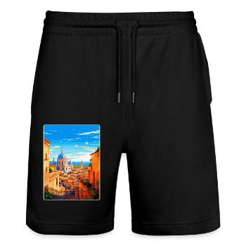 Rome Italie Affiche de voyage vintage souvenir souvenir - Short de jogging bio TRAINER Stanley/Stella unisexe - noir - Devant - Nik (191cm) & Marisol (170cm)