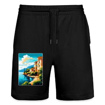 Mallorca Spain Vintage Travel Poster Souvenir WPA - Stanley/Stella Trainer Unisex Organic Jogging Shorts - black - Front - Nik (191cm) & Marisol (170cm)