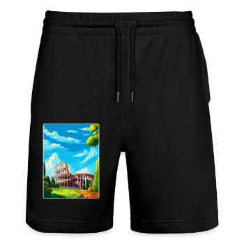 Rome Italie Affiche de voyage vintage souvenir souvenir - Short de jogging bio TRAINER Stanley/Stella unisexe - noir - Devant - Nik (191cm) & Marisol (170cm)