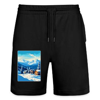 Kitzbühel Autriche Affiche de voyage vintage souvenir - Short de jogging bio TRAINER Stanley/Stella unisexe - noir - Devant - Nik (191cm) & Marisol (170cm)