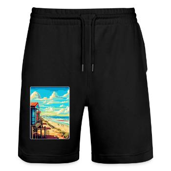 Zandvoort Niederlande Vintage Reiseplakat WPA - Stanley/Stella Unisex Bio Joggingshorts Trainer  - Schwarz - Vorne - Nik (191cm) & Marisol (170cm)