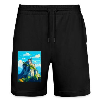 San Marino Vintage Reise Poster Souvenir Souvenir - Stanley/Stella Unisex Bio Joggingshorts Trainer  - Schwarz - Vorne - Nik (191cm) & Marisol (170cm)
