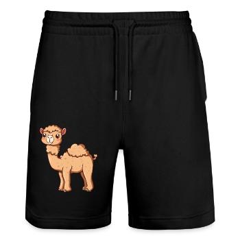 L’alpaga mignon vous sourit - Short de jogging bio TRAINER Stanley/Stella unisexe - noir - Devant - Nik (191cm) & Marisol (170cm)