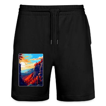 Bohemian Switzerland National Park Czech Republic - Stanley/Stella Trainer Unisex Organic Jogging Shorts - black - Front - Nik (191cm) & Marisol (170cm)