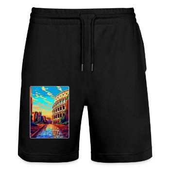Rome Italie Affiche de voyage vintage souvenir souvenir - Short de jogging bio TRAINER Stanley/Stella unisexe - noir - Devant - Nik (191cm) & Marisol (170cm)