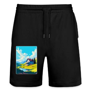 Appenzell Schweiz Vintage Reiseplakat WPA - Stanley/Stella Unisex Bio Joggingshorts Trainer  - Schwarz - Vorne - Nik (191cm) & Marisol (170cm)