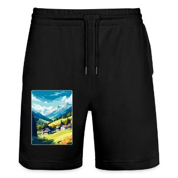 Zell am Ziller Österreich Vintage Reiseposter WPA - Stanley/Stella Unisex Bio Joggingshorts Trainer  - Schwarz - Vorne - Nik (191cm) & Marisol (170cm)
