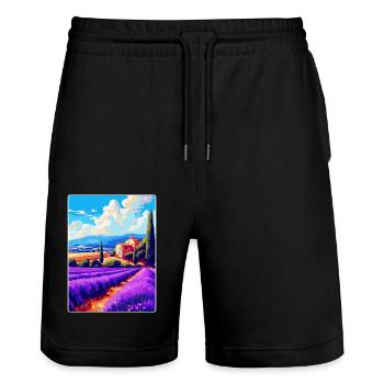 Provence Frankreich Vintage Reiseplakat Souvenir WPA - Stanley/Stella Unisex Bio Joggingshorts Trainer  - Schwarz - Vorne - Nik (191cm) & Marisol (170cm)