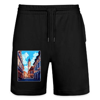 Weimar Germany Vintage Travel Poster Souvenir WPA - Stanley/Stella Trainer Unisex Organic Jogging Shorts - black - Front - Nik (191cm) & Marisol (170cm)
