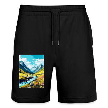 Hohe Tauern Österreich Vintage Reiseplakat Souvenir - Stanley/Stella Unisex Bio Joggingshorts Trainer  - Schwarz - Vorne - Nik (191cm) & Marisol (170cm)