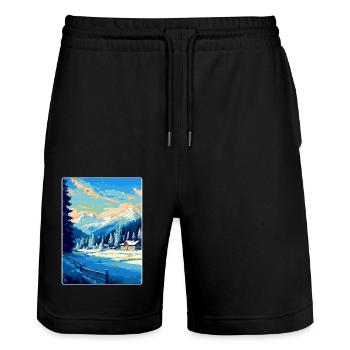 Kitzbühel Autriche Affiche de voyage vintage souvenir - Short de jogging bio TRAINER Stanley/Stella unisexe - noir - Devant - Nik (191cm) & Marisol (170cm)