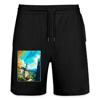 Baden Baden Allemagne Affiche de voyage vintage souvenir - Short de jogging bio TRAINER Stanley/Stella unisexe - noir - Devant - Nik (191cm) & Marisol (170cm)