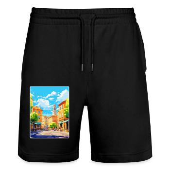 Aix En Provence France Affiche de voyage vintage WPA - Short de jogging bio TRAINER Stanley/Stella unisexe - noir - Devant - Nik (191cm) & Marisol (170cm)