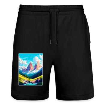 Dolomites Italie Affiche de voyage vintage Souvenir WPA - Short de jogging bio TRAINER Stanley/Stella unisexe - noir - Devant - Nik (191cm) & Marisol (170cm)