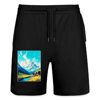 Lech Autriche Affiche de voyage vintage WPA Souvenir - Short de jogging bio TRAINER Stanley/Stella unisexe - noir - Devant - Nik (191cm) & Marisol (170cm)