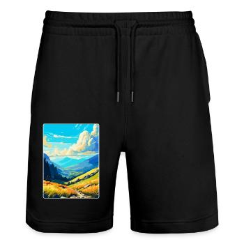 Babia Gora Pologne Affiche de voyage vintage souvenir - Short de jogging bio TRAINER Stanley/Stella unisexe - noir - Devant - Nik (191cm) & Marisol (170cm)