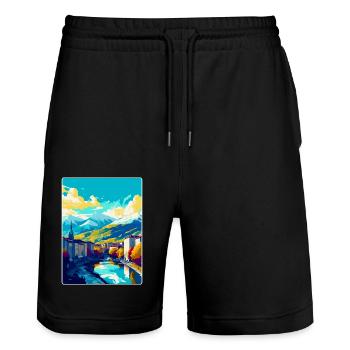Grenoble Frankreich Vintage Reiseposter Souvenir WPA - Stanley/Stella Unisex Bio Joggingshorts Trainer  - Schwarz - Vorne - Nik (191cm) & Marisol (170cm)