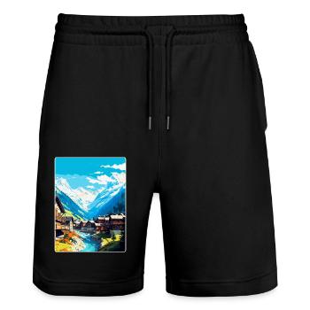 Sölden Österreich Vintage Reiseplakat Souvenir WPA - Stanley/Stella Unisex Bio Joggingshorts Trainer  - Schwarz - Vorne - Nik (191cm) & Marisol (170cm)