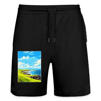 Isle Of Sanday Schottland UK Vintage Reiseposter - Stanley/Stella Unisex Bio Joggingshorts Trainer  - Schwarz - Vorne - Nik (191cm) & Marisol (170cm)